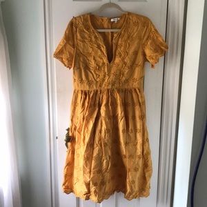 Madewell yellow cotton eyelet dress